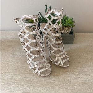 Gold Caged Heels